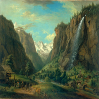 Das Lauterbrunnental um 1760. Gemälde von Christian Georg Schütz, Schweizerisches Landesmuseum Zürich