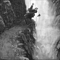 Sherlock Holmes and Professor Moriarty at the Reichenbach Falls. Ilustration by Sidney Paget to the Sherlock Holmes story The Final Problem by Sir Arthur Conan Doyle [1], which appeared in The Strand Magazine in December, 1893. Original caption was THE DEATH OF SHERLOCK HOLMES.