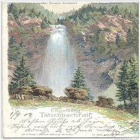 Lito. Engelberg Tätschbachfall. Signé C. Steinmann